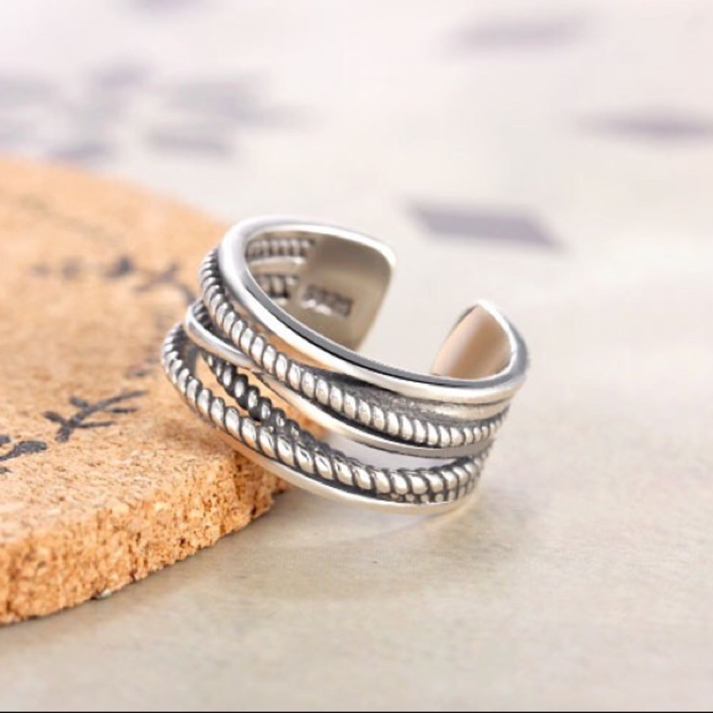 NEW Ethnic 925 Silver Gypsy Boho Twist Tribal Ring